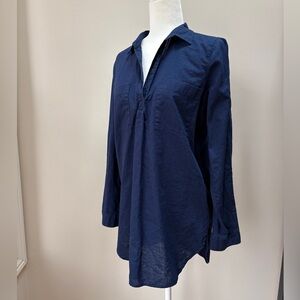 Old Navy Linen Blend Navy Blue Long-Sleeve Tunic